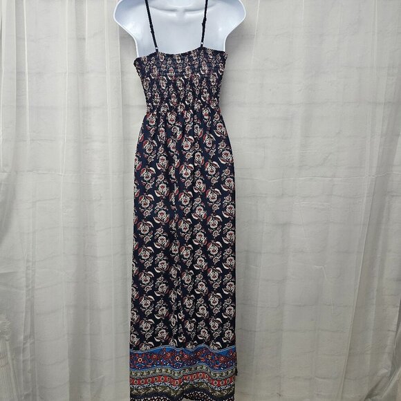Blue Red Sleeveless Floral Maxi Dress Boho Festival Hippie XS - Picture 6 of 11